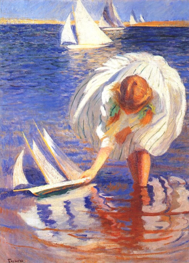 Edmund Tarbell - Ragazza con barca a vela